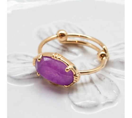 BAGUE PIERRE OVALE HORIZONTALE QUARTZ...