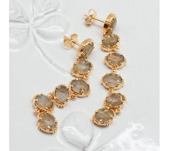 BOUCLES D'OREILLES 6 PIERRES SERTIES...