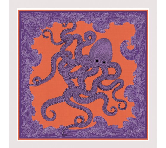 CARRE COTON ET SOIE - POSEIDON - PURPLE
