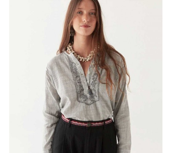BLOUSE CAS - BLUE STRIPES