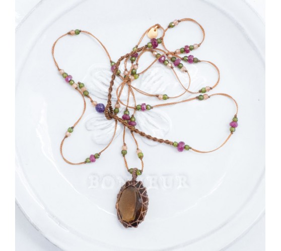 COLLIER TIBETAIN COURT - HONEY QUARTZ...